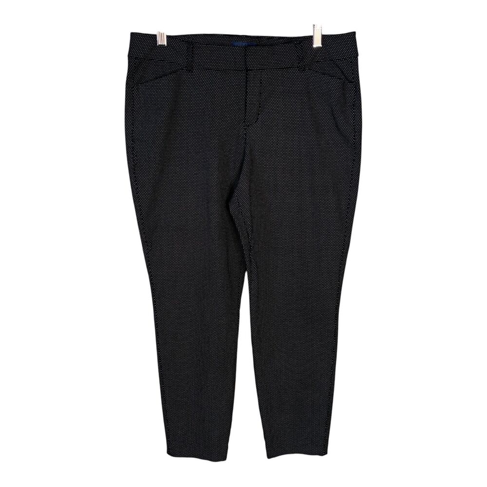 Old Navy Women's Pants SZ 14 R Black Dotted Pixie Mid Rise Cotton Blend Ankle